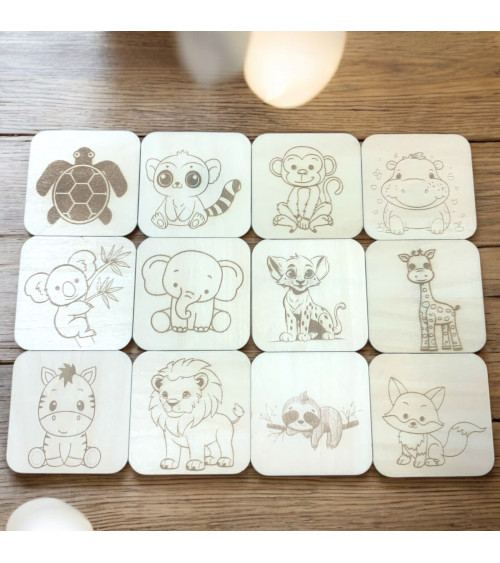 Jeu mémory en bois carré