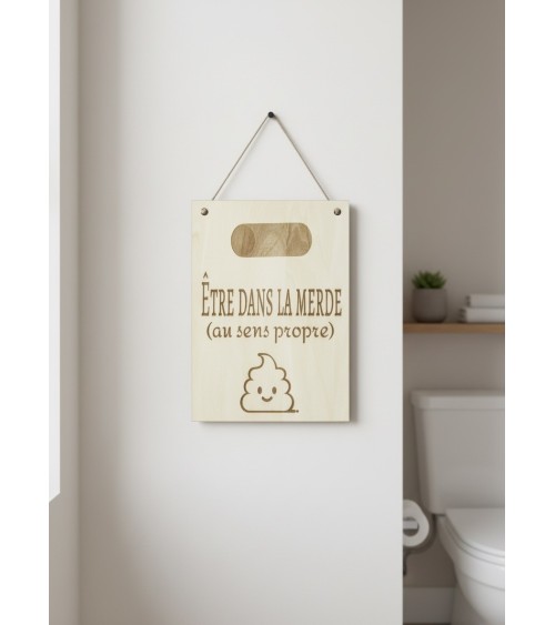 Pancarte murale en bois gravée humour pour la maison