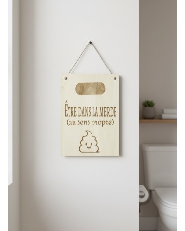 Pancarte murale en bois gravée humour pour la maison