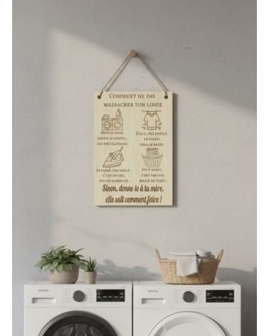 Pancarte buanderie en bois gravée déco maison