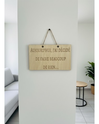 Pancarte murale en bois gravée humour pour la maison
