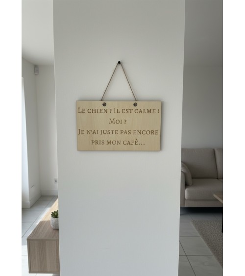 Pancarte murale en bois gravée humour pour la maison