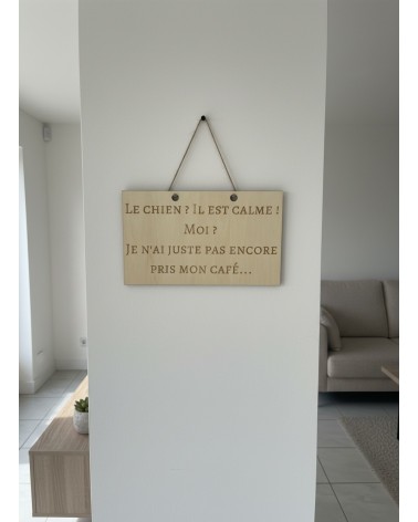 Pancarte murale en bois gravée humour pour la maison