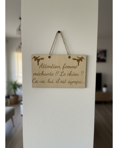 Pancarte murale en bois gravée humour pour la maison
