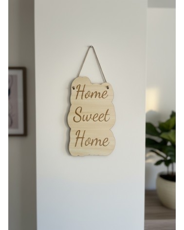 Pancarte murale en bois gravée Home Sweet Home déco entrée