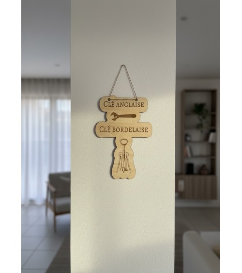 Pancarte murale en bois gravée humour vin bricolage