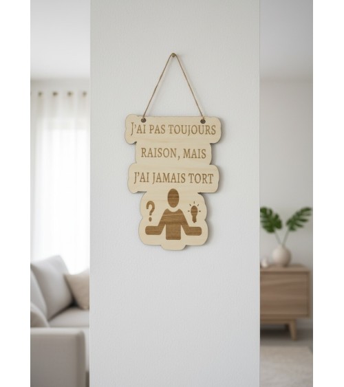 Pancarte murale en bois gravée humour citations