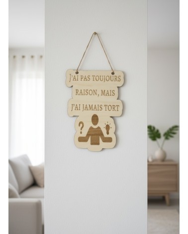 Pancarte murale en bois gravée humour citations