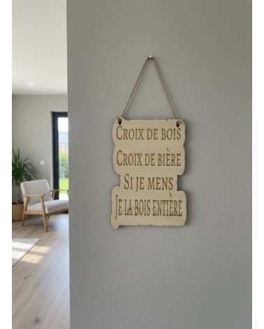 Pancarte murale en bois gravée humour bière apéro