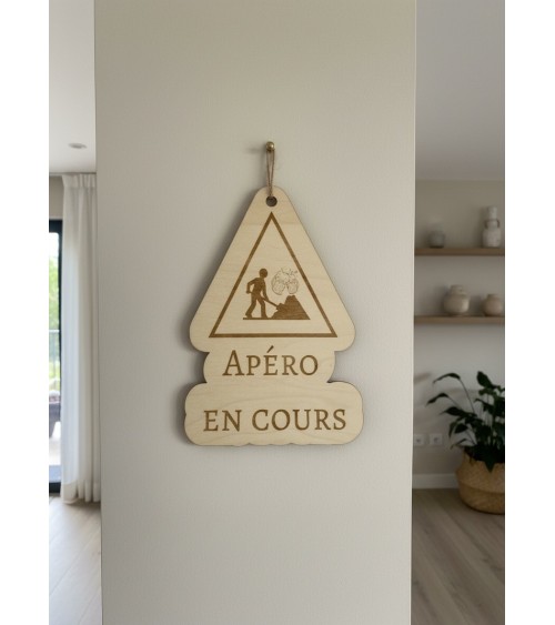 Pancarte murale en bois gravée apéro humour déco