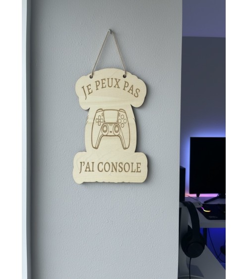 Pancarte murale en bois gravée humour gamer