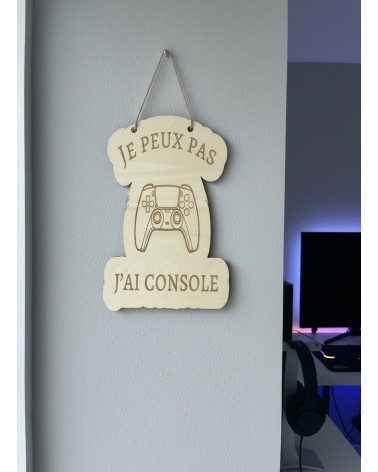 Pancarte murale en bois gravée humour gamer