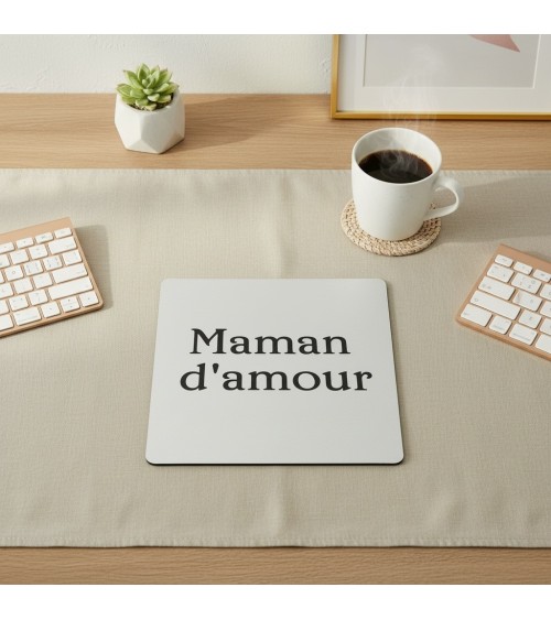 Tapis de souris bois gravé maman idée cadeau