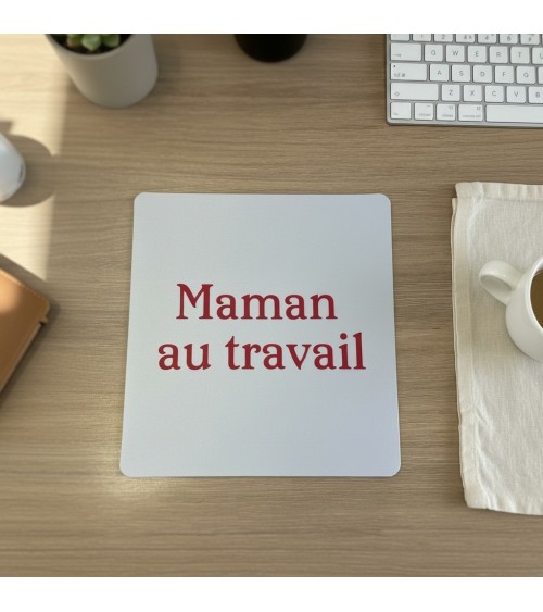 Tapis de souris bois gravé maman bureau humour