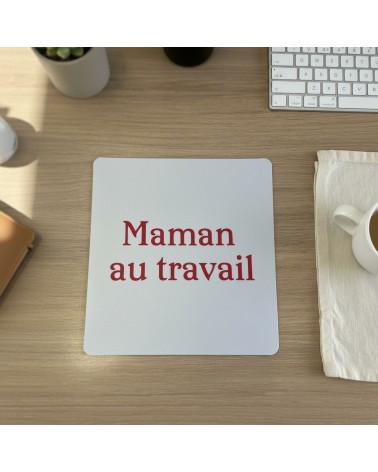 Tapis de souris bois gravé maman bureau humour