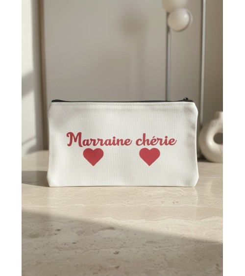Pochette tissu flocage cadeau marraine