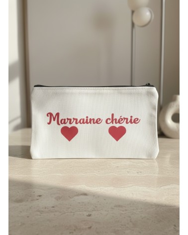Pochette tissu flocage cadeau marraine