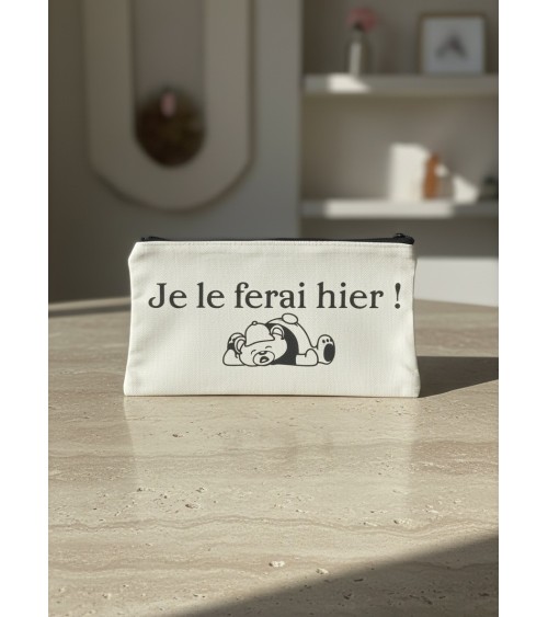Pochette tissu flocage humour procrastination cadeau