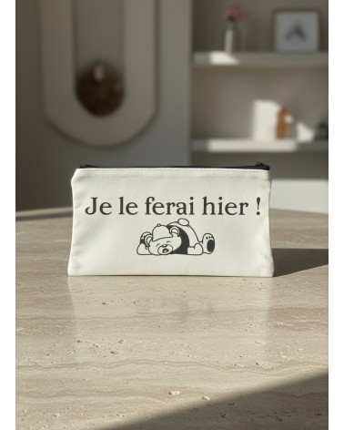 Pochette tissu flocage humour procrastination cadeau