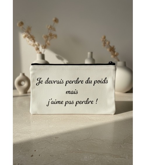 Pochette tissu flocage humour régime