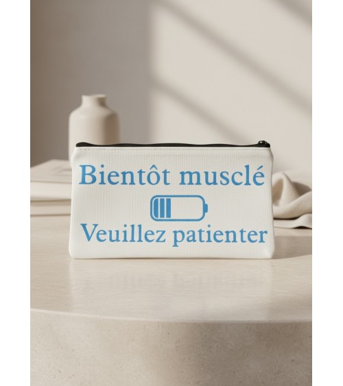 Pochette tissu flocage humour sport musculation cadeau