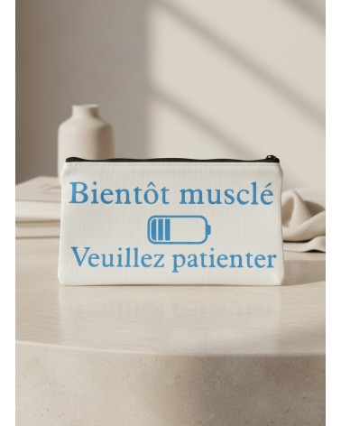 Pochette tissu flocage humour sport musculation cadeau