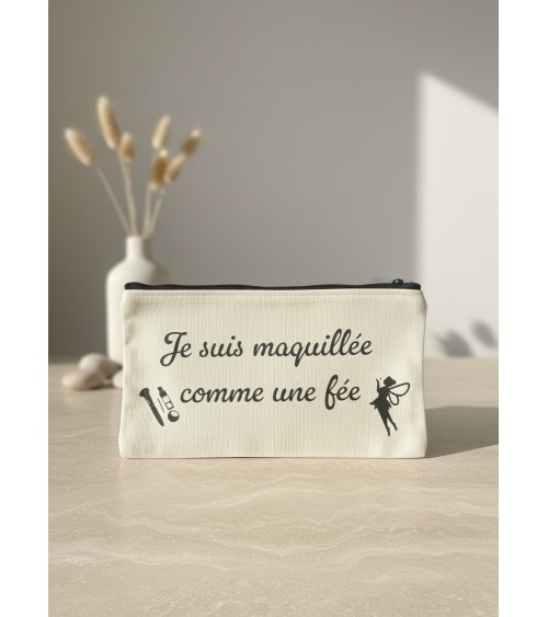 Pochette tissu flocage humour maquillage femme