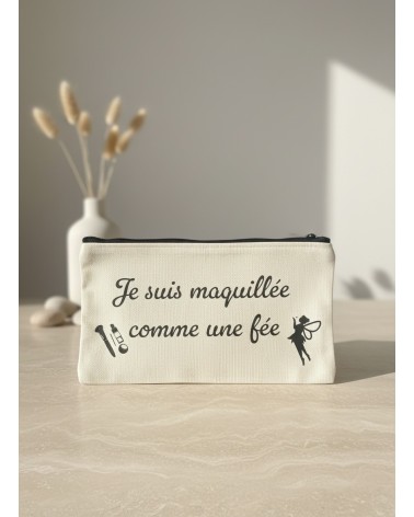 Pochette tissu flocage humour maquillage femme