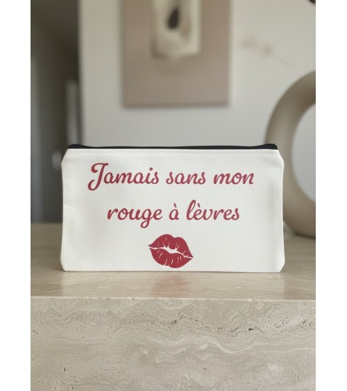 Pochette tissu flocage maquillage rouge à lèvres femme