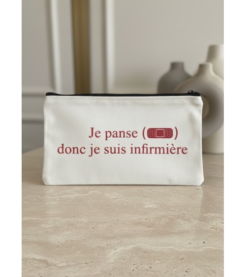 Pochette tissu flocage humour infirmière cadeau