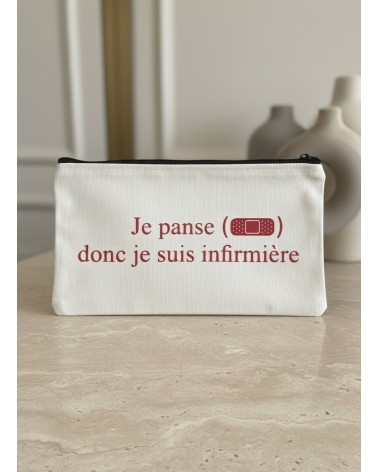 Pochette tissu flocage humour infirmière cadeau