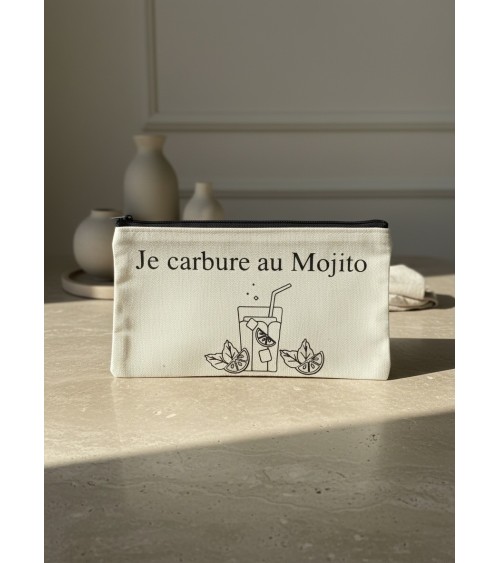 Pochette tissu flocage humour mojito apéro cadeau