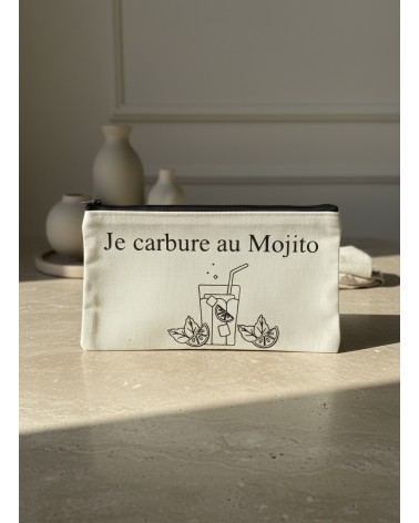 Pochette tissu flocage humour mojito apéro cadeau