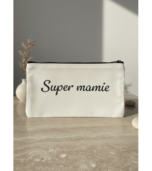 Pochette tissu flocage cadeau super mamie idée cadeau