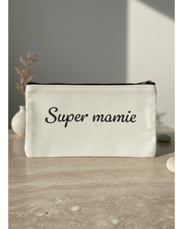 Pochette tissu flocage cadeau super mamie idée cadeau