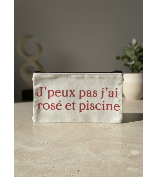 Pochette tissu flocage humour été rosé piscine