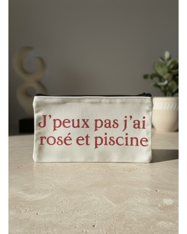 Pochette tissu flocage humour été rosé piscine