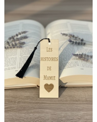 Marque-page bois gravé cadeau mamie histoires