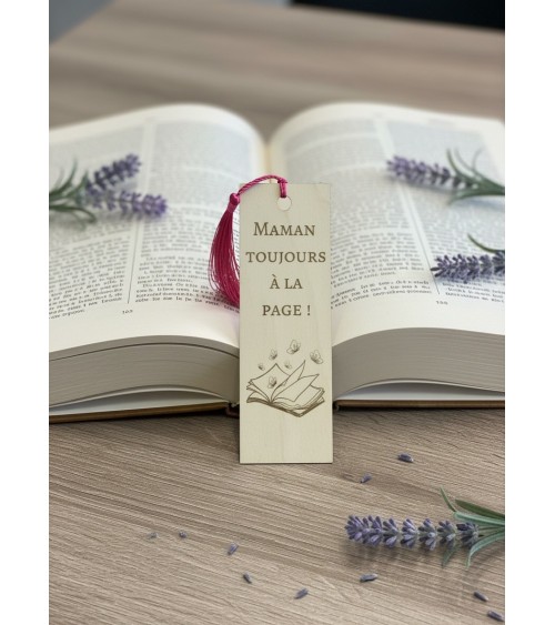 Marque-page bois gravé cadeau maman lecture