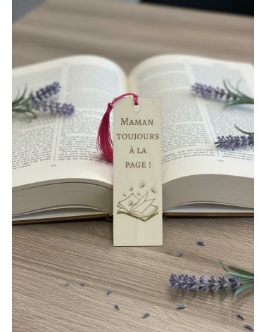 Marque-page bois gravé cadeau maman lecture